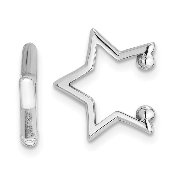 14K White Gold Polished Star Pair of Cuff Earrings - Picture 1 of 4